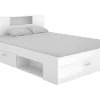 Bed Leandre Met Hoofdeinde, Opbergruimte En Lades - 140 X 190 Cm - Kleur: Wit