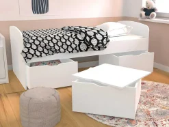 Bed Louane Met 2 Lades En 1 Opbergruimte - 90 X 190 Cm - Wit