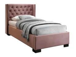 Bed Massimo Gestoffeerde Hoofdeinde Met Capitons - 90X200 Cm - Roze Fluweel