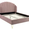 Bed Met Glooiend Hoofdeinde - 160 X 200 Cm - Fluweel - Oud Roze - Sagali