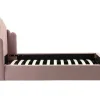 Bed Met Glooiend Hoofdeinde - 140 X 190 Cm - Fluweel - Oud Roze - Sagali