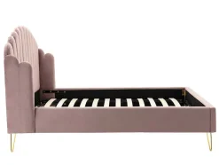Bed Met Glooiend Hoofdeinde - 160 X 200 Cm - Fluweel - Oud Roze - Sagali