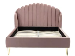 Bed Met Glooiend Hoofdeinde - 160 X 200 Cm - Fluweel - Oud Roze - Sagali