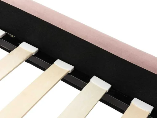 Bed Met Glooiend Hoofdeinde - 160 X 200 Cm - Fluweel - Oud Roze - Sagali