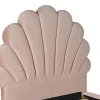 Bed Met Hoofdeinde In Schelpvorm90X190 Cm - Fluweel - Roze - Met Matras - Moana