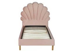 Bed Met Hoofdeinde In Schelpvorm 90 X 190 Cm - Fluweel - Roze - Moana