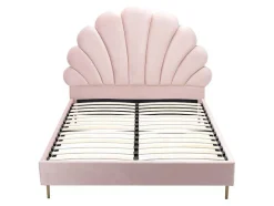 Bed Met Hoofdeinde In Schelpvorm - 160 X 200 Cm - Fluweel - Roze - Livaya