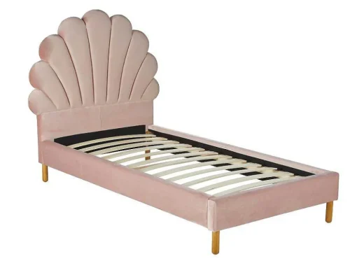 Bed Met Hoofdeinde In Schelpvorm 90 X 190 Cm - Fluweel - Roze - Moana
