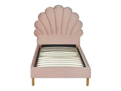 Bed Met Hoofdeinde In Schelpvorm90X190 Cm - Fluweel - Roze - Met Matras - Moana