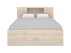 Bed Met Hoofdeinde, Opbergruimte En Lades - 160 X 200 Cm - Eikenkleur - Leandre