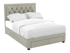 Bed Met Lades - Fluweel Champagnekleur - 140X190 Cm - Leopold