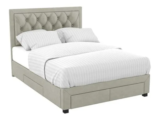 Bed Met Lades - Fluweel Champagnekleur - 140X190 Cm - Leopold