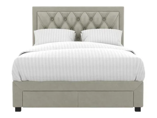 Bed Met Lades - Fluweel Champagnekleur - 140X190 Cm - Leopold