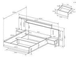 Bed Met Nachtkastjes 160 X 200 Cm - 2 Laden - Met Led'S - Kleur : Naturel En Antraciet - Francoli