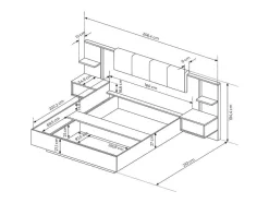 Bed Met Nachtkastjes 160 X 200 Cm - Met Ledverlichting - Kleur: Naturel En Antraciet - Elynia