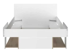 Bed Met Opbergruimte 120 X 190 Cm Wit En Houtlook Kinselia