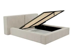 Bed Met Opbergruimte 180 X 200 Cm - Ribfluweel - Beige + Matras - Timano