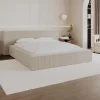 Bed Met Opbergruimte 160 X 200 Cm - Ribfluweel - Beige + Matras - Timano