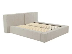 Bed Met Opbergruimte 180 X 200 Cm - Ribfluweel - Beige + Matras - Timano