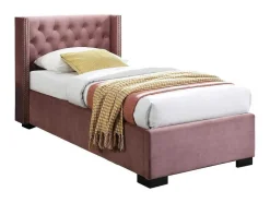 Bed Met Opbergruimte 90 X 200 Cm Met Gecapitonneerd Hoofdbord Fluweel Roze Met Matras Massimo