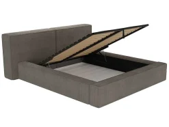 Bed Met Opbergruimte 180 X 200 Cm - Ribfluweel - Taupe + Matras - Timano