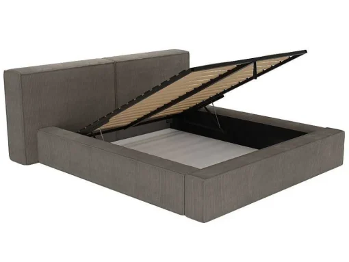 Bed Met Opbergruimte 180 X 200 Cm - Ribfluweel - Taupe + Matras - Timano