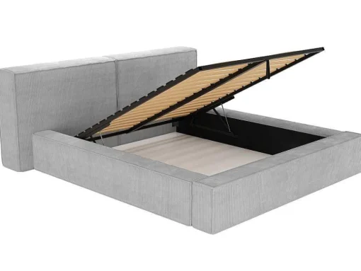 Bed Met Opbergruimte 180 X 200 Cm - Ribfluweel - Lichtgrijs - Timano - Van Pascal Morabito