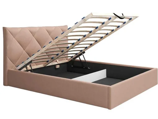 Bed Met Opbergruimte 160 X 200 Cm - Velours - Beige - Stari Van Pascal Morabito - Van Pascal Morabito