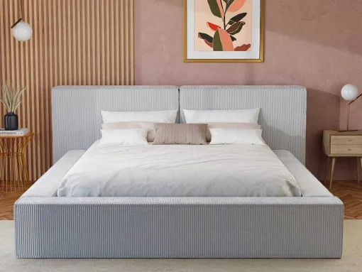 Bed Met Opbergruimte 180 X 200 Cm - Ribfluweel - Lichtgrijs - Timano - Van Pascal Morabito