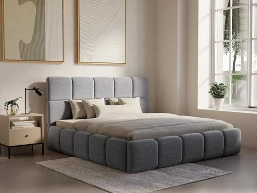 Bed Met Opbergruimte 160 X 200 Cm - Stof Met Textuur - Grijs - Damado Van Pascal Morabito