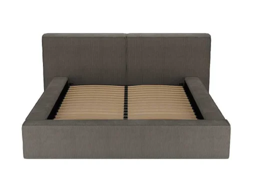 Bed Met Opbergruimte 180 X 200 Cm - Ribfluweel - Taupe + Matras - Timano