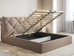 Bed Met Opbergruimte 160 X 200 Cm - Velours - Beige - Stari Van Pascal Morabito - Van Pascal Morabito