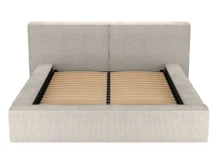 Bed Met Opbergruimte 160 X 200 Cm - Ribfluweel - Beige + Matras - Timano