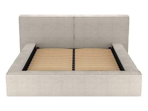 Bed Met Opbergruimte 160 X 200 Cm - Ribfluweel - Beige + Matras - Timano