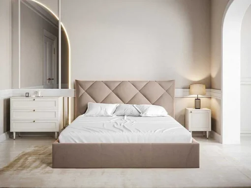 Bed Met Opbergruimte 160 X 200 Cm - Velours - Beige - Stari Van Pascal Morabito - Van Pascal Morabito