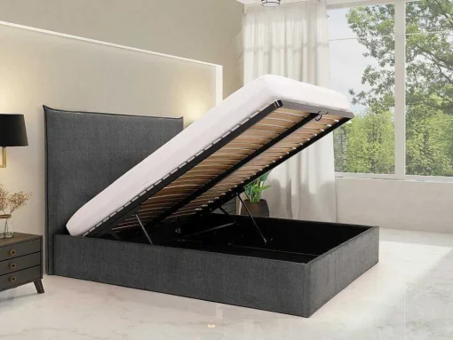 Bed Met Opbergruimte 140 X 200 Cm - Velours - Grijs - Soryo - Van Pascal Morabito