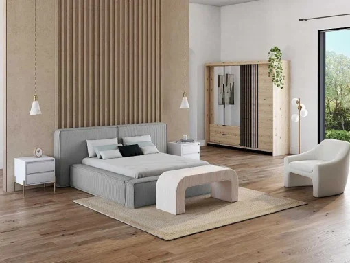 Bed Met Opbergruimte 180 X 200 Cm - Ribfluweel - Lichtgrijs - Timano - Van Pascal Morabito