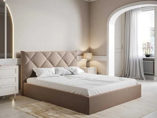 Bed Met Opbergruimte 160 X 200 Cm - Velours - Beige - Stari Van Pascal Morabito - Van Pascal Morabito