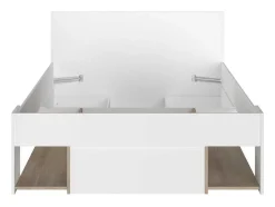 Bed Met Opbergruimte 120 X 190 Cm Wit En Houtlook Kinselia