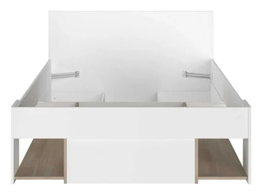 Bed Met Opbergruimte 120 X 190 Cm Wit En Houtlook Kinselia