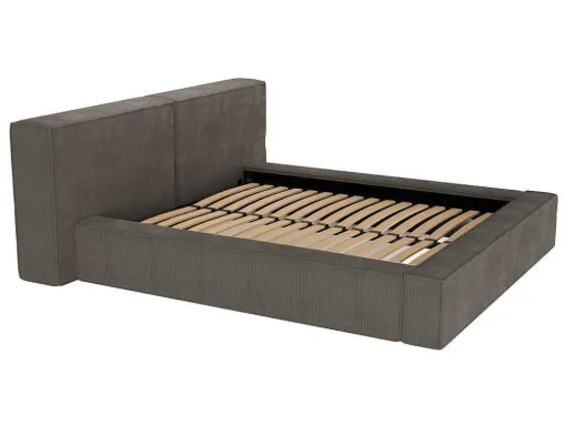 Bed Met Opbergruimte 180 X 200 Cm - Ribfluweel - Taupe + Matras - Timano