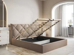 Bed Met Opbergruimte 160 X 200 Cm - Velours - Beige - Stari Van Pascal Morabito - Van Pascal Morabito