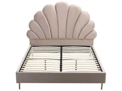 Bed Met Schelpvorm 140 X 190 Cm - Velours - Beige - Livaya