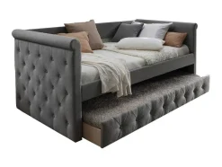 Bed Met Slaaplade Louise - 2 X 90 X 190 Cm - Grijze Stof