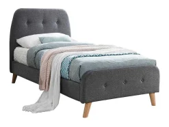 Bed Romeo Met Gestoffeerde Hoofdeinde - 90 X 190 Cm - Grijze Stof