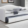 Bedbank Met Uitschuifbed Mathilde - 2 X 90 X 190Cm - Kunstleer - Wit