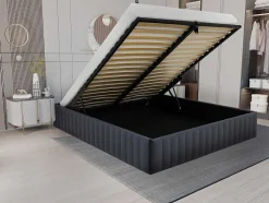 Bedbodem Met Opbergruimte 140 X 190 Cm Van Grijs Velours - Sethi Van Dreamea
