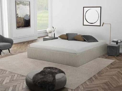 Bedbodem Met Opbergruimte 140 X 190 Cm Van Beige Ribfluweel - Pontos Van Ysmee