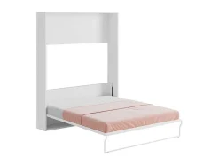 Bedkast 160 X 200 Cm Verticaal Manueel Te Openen Wit Met Matras Malina Ii