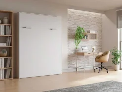 Bedkast 160 X 200 Cm Verticaal Manueel Te Openen Wit Met Matras Malina Ii